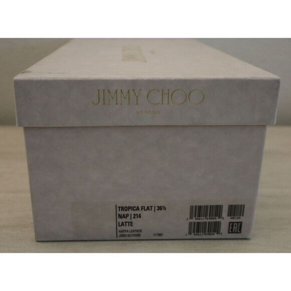 Jimmy Choo Women's Sz 36.5 US 6.5 Latte/Beige Tropica Leather Flat Sandals - Picture 10 of 10
